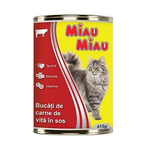 Hrana Pisici 415gr Miau Miau Carne Vita In Sos/24bc