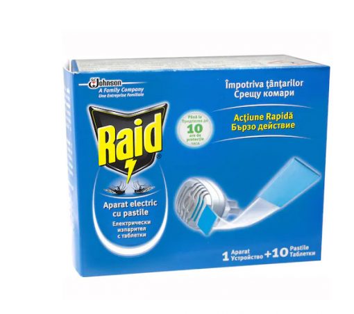 Insecticid Raid Aparat cu Pastile 10 Buc/Cut Tantari