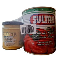 Pasta Tom 800g Sultan 24% + Mustar Sultanel 190 Gr